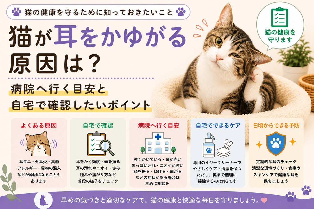 猫が耳をかゆがる原因は？病院へ行く目安と自宅で確認したいポイント