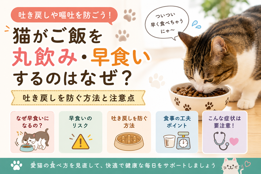 猫がご飯を丸飲み・早食いするのはなぜ？吐き戻しを防ぐ方法と注意点