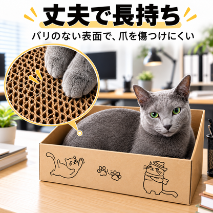 猫用 爪とぎボックス｜交換用コア付き ダンボール製 ベッド兼用