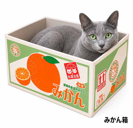 ねこちゃんが思わず入りたくなる「みかん箱ベッド」