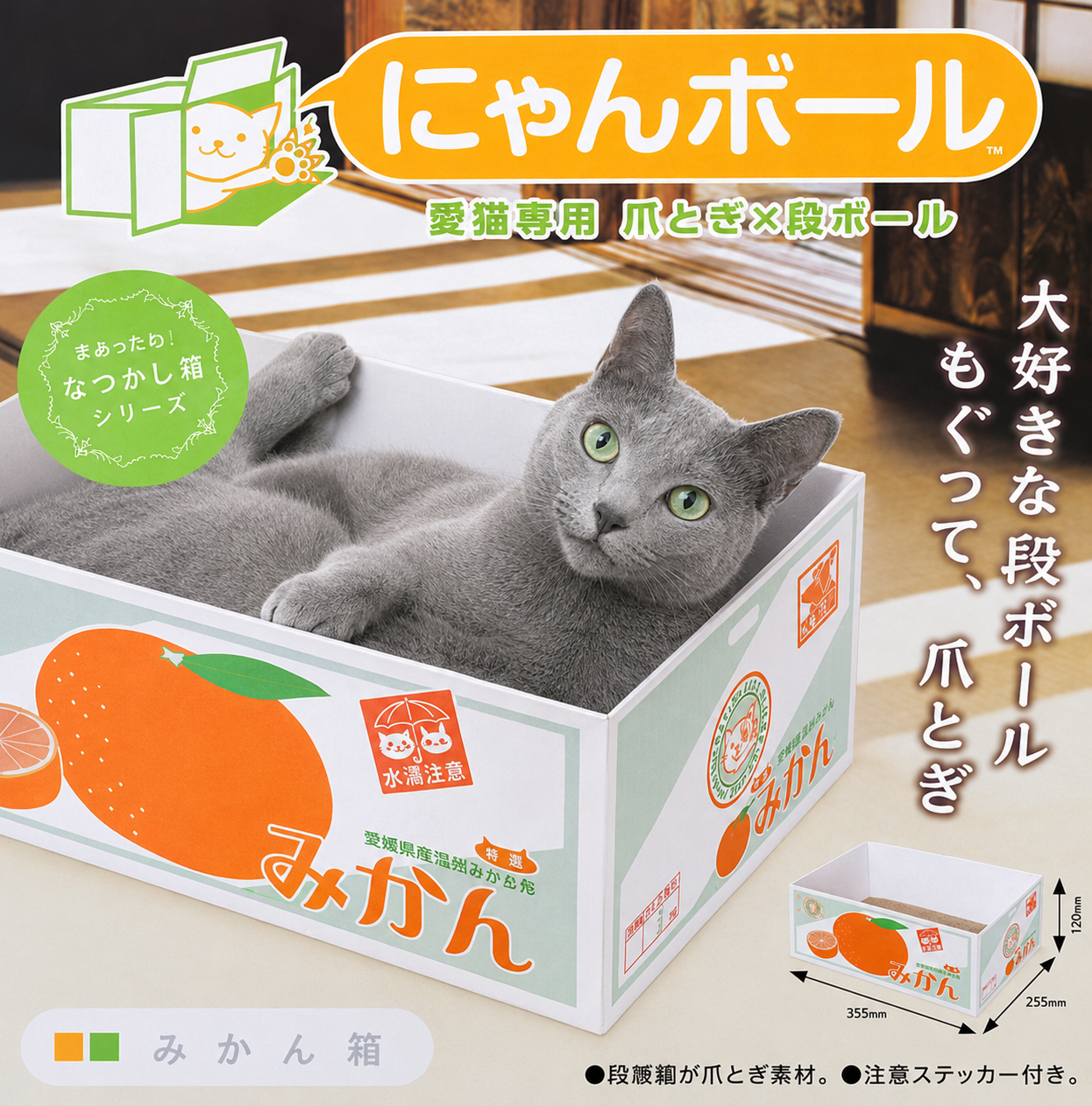 ねこちゃんが思わず入りたくなる「みかん箱ベッド」
