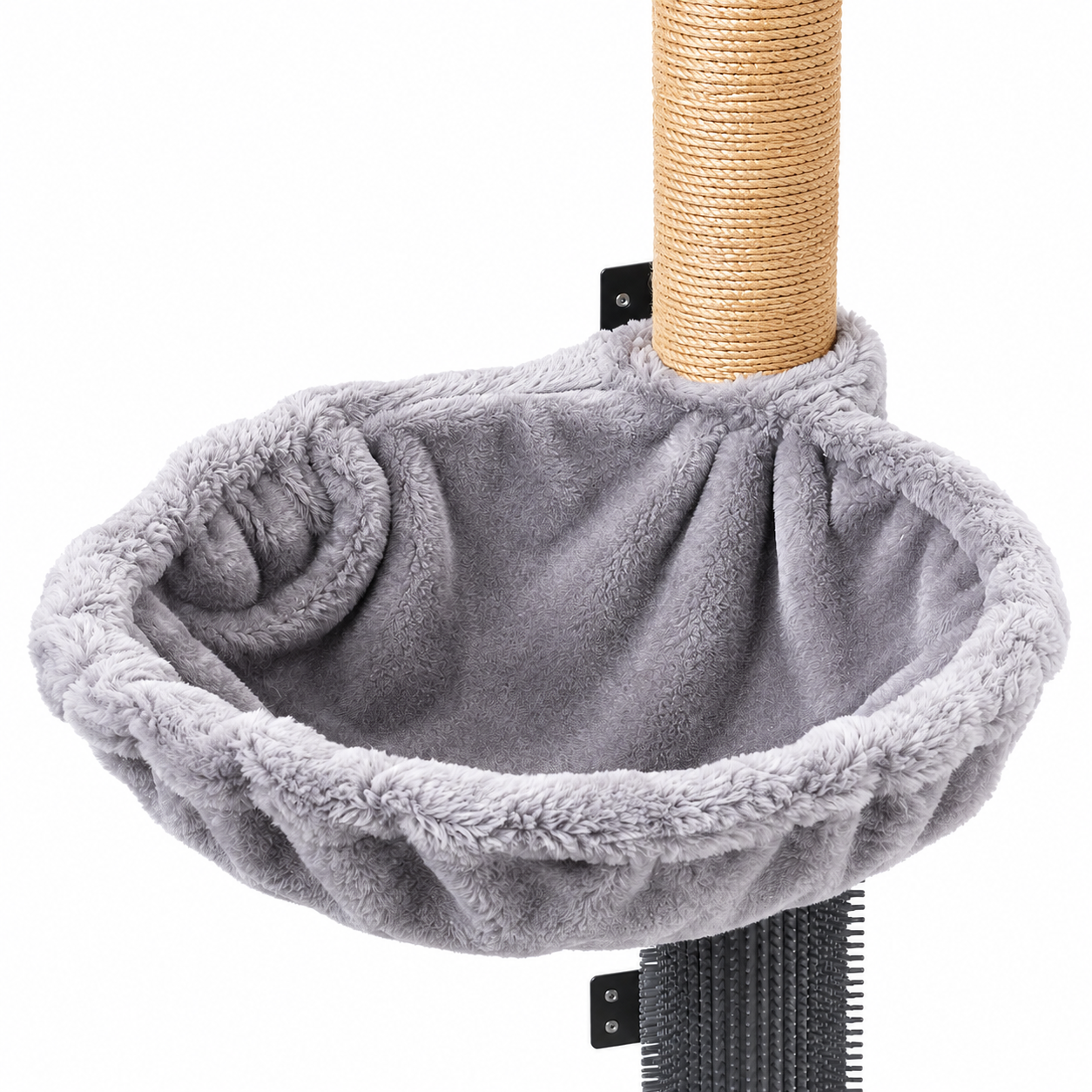 猫用 キャットタワー ハンモック グレー ふわふわボア ベッド 吊り下げ式 31×42cm 取り付け簡単