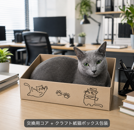 猫用 爪とぎボックス｜交換用コア付き ダンボール製 ベッド兼用