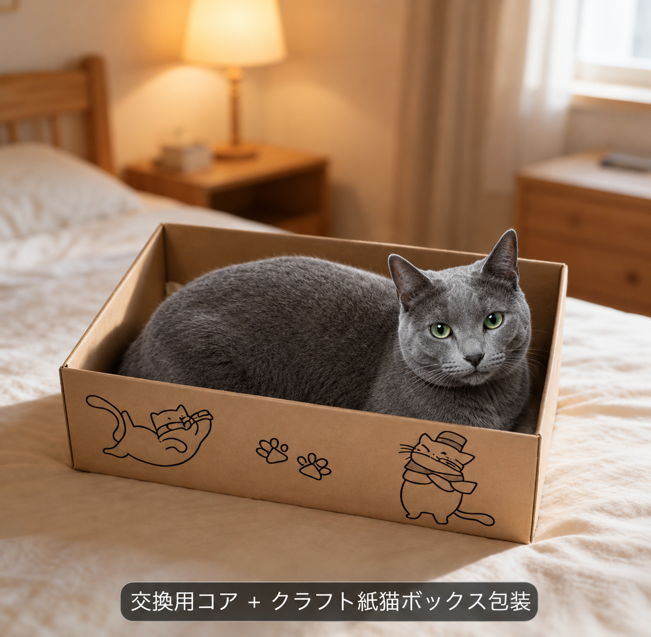 猫用 爪とぎボックス｜交換用コア付き ダンボール製 ベッド兼用