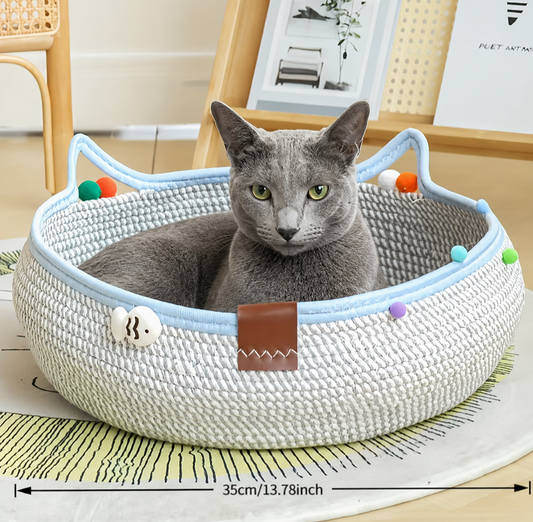 猫耳デザイン くつろぎキャットベッド｜包まれる丸型フォルム・おしゃれな猫用ベッド