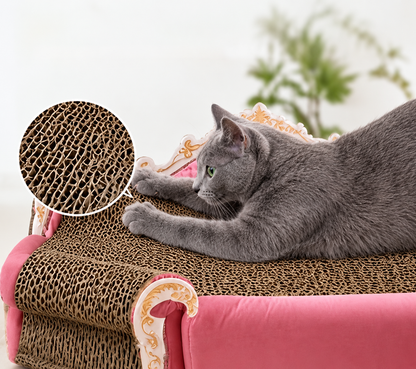 猫用爪とぎソファベッド 2in1｜おしゃれな姫系デザイン・猫用ソファ・段ボール爪とぎ・くつろぎベッド・ピンク